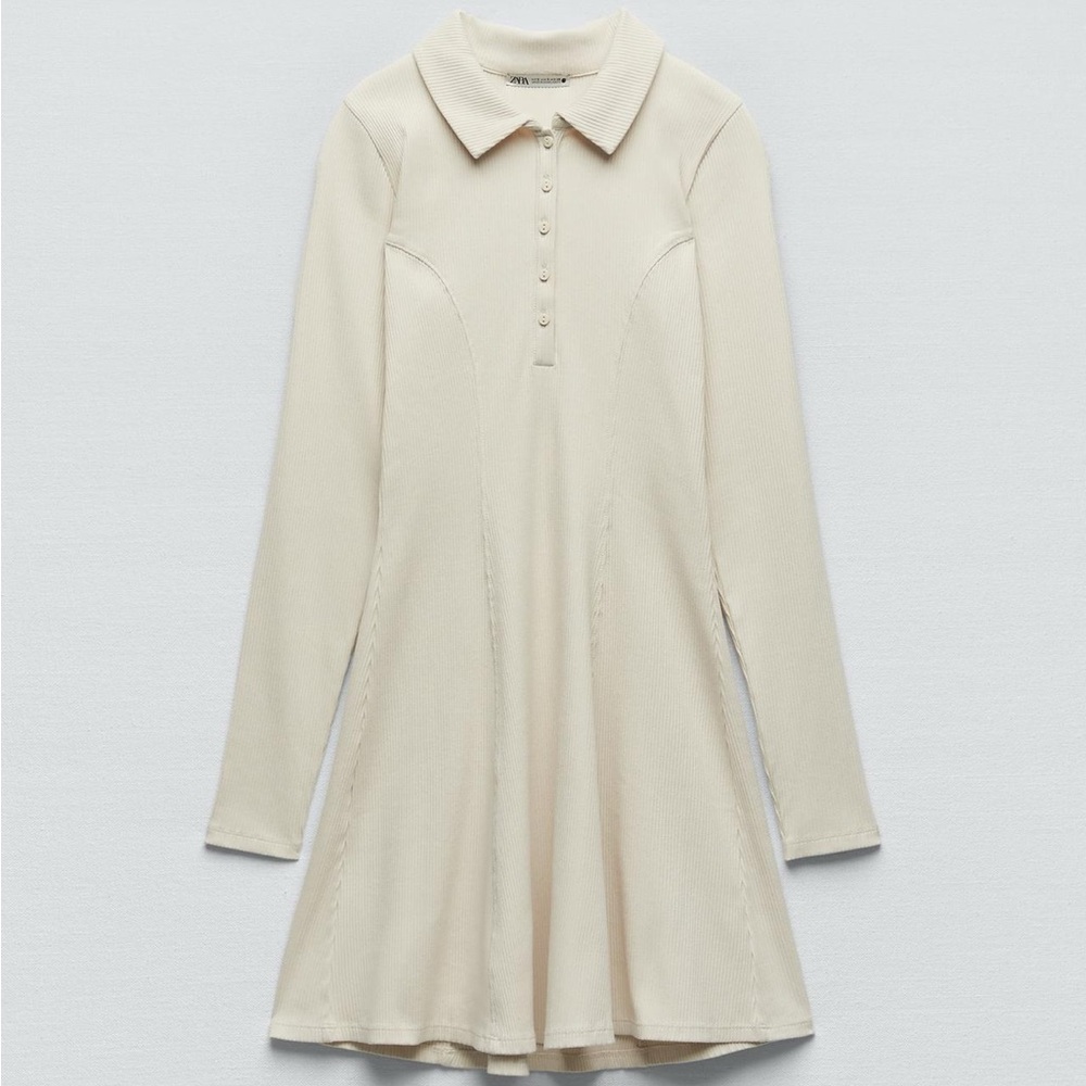 Zara Cream Ribbed Knit dress